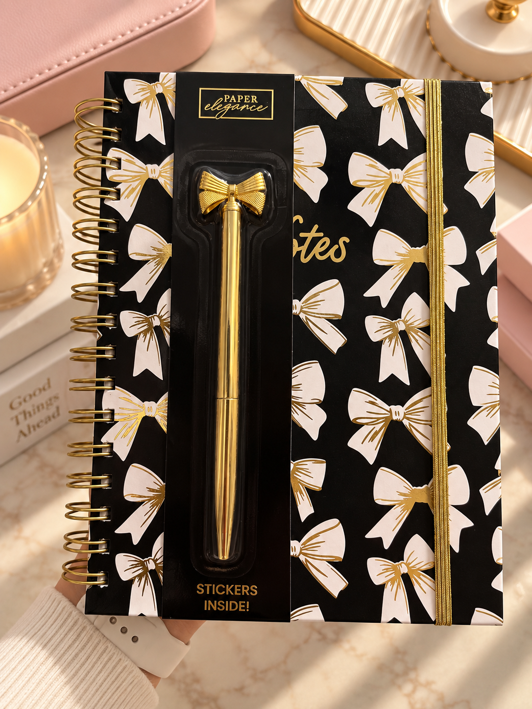 Libreta Negra, Blanca y Dorado -Notes 🎀
