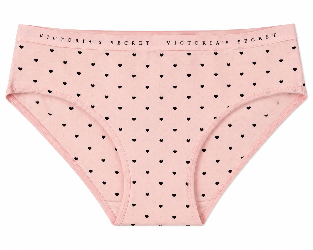 Pantie Victoria's Secret Rosa con Corazones Negros