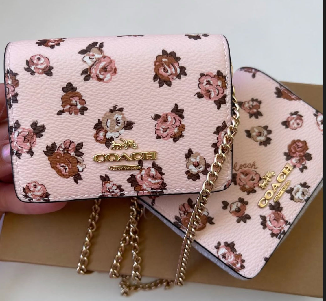 Coach Floral Mini Wallet on a Chain