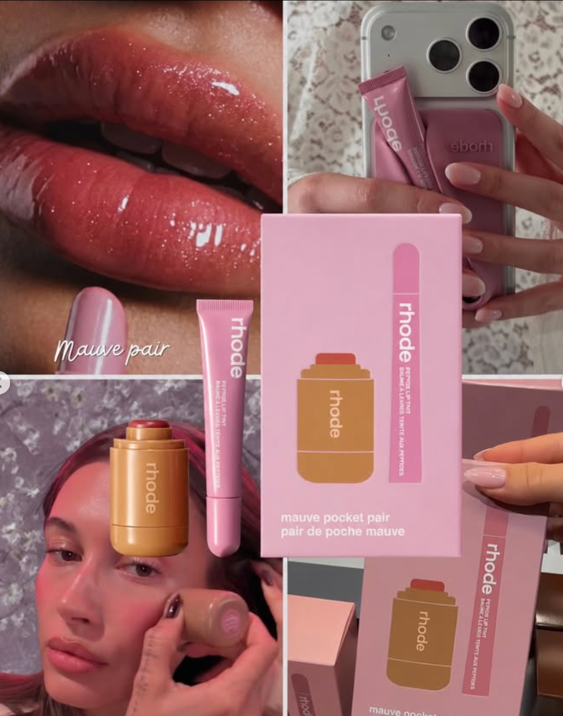 rhode Pocket Pair Limited Edition Lip + Cheek Set  Mauve Pair- sleepy girl + pretzel