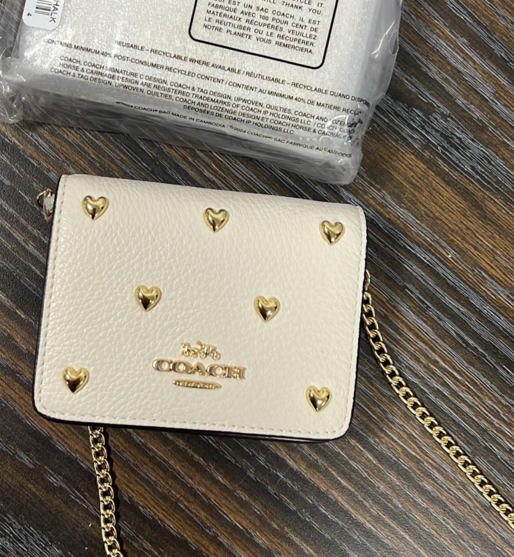 Mini Wallet On A Chain With Heart Rivets