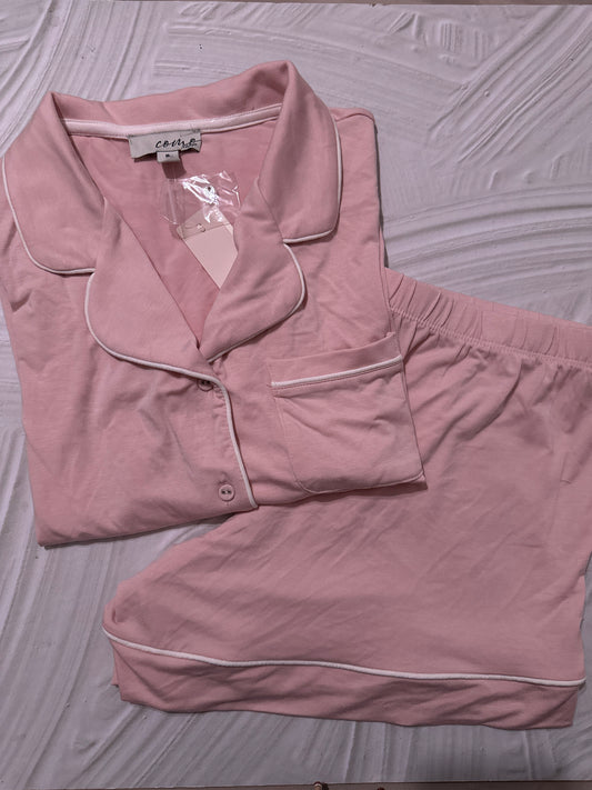 Pijama Rosada Orilla Blanca Como