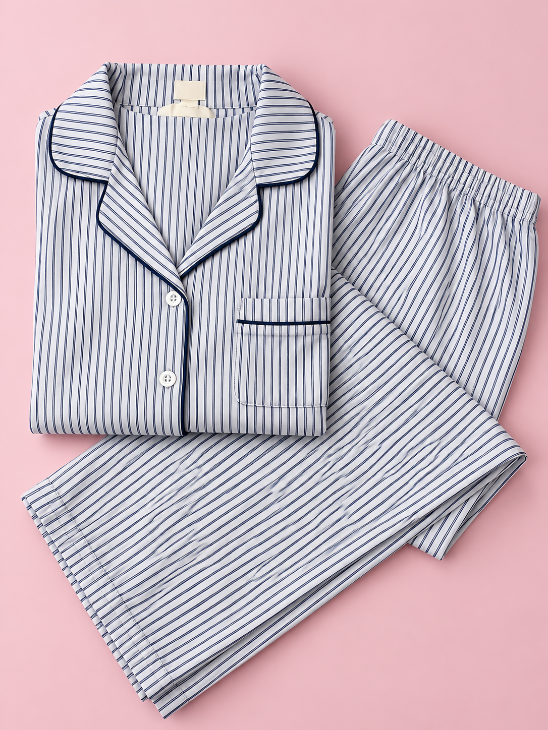 Pijama de Pantalón Azul de Rayas