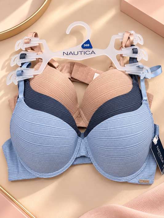 3pk Bra Nautica Celeste, Azul y Beige