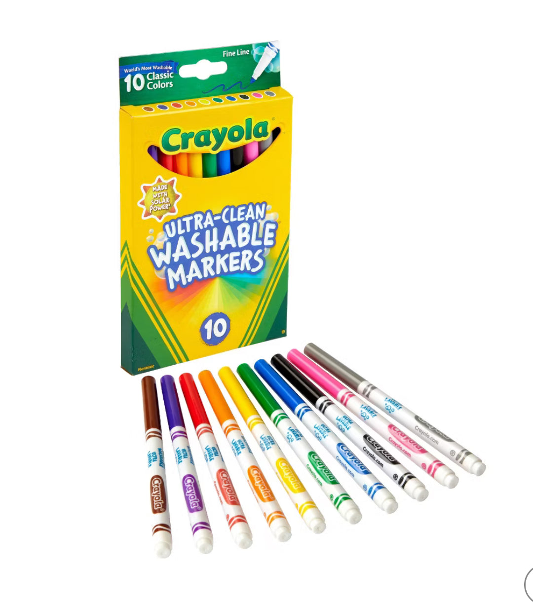 Crayola 10ct Ultra-Clean Washable Markers Fine Line Classic Colors