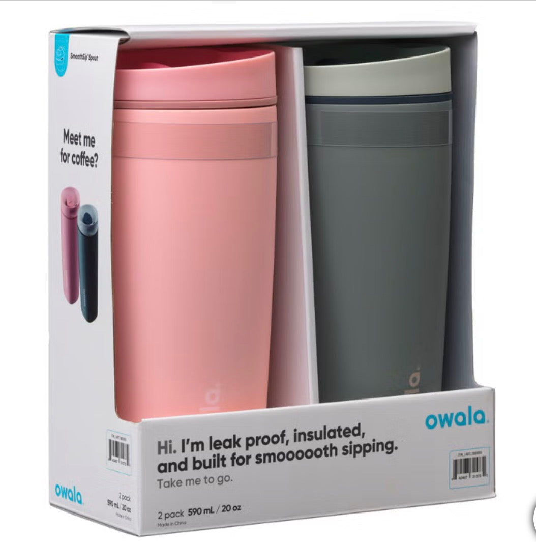 Owala SmoothSip Slider 20oz 2-pack Rosado y Verde