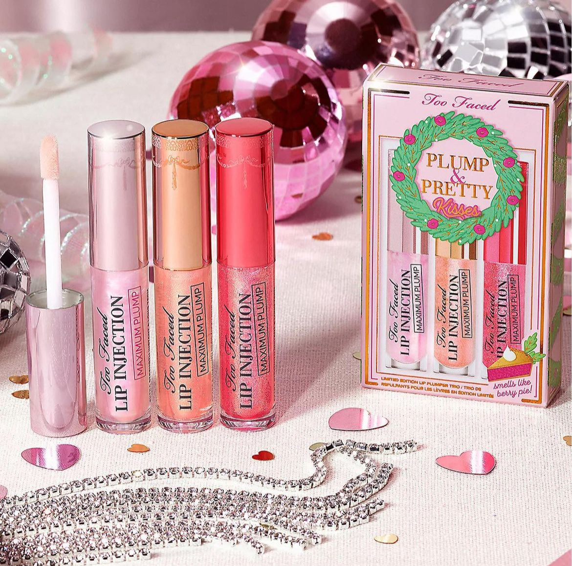 ✨Too Faced Plump&Pretty Kisses: Travel Size Lip Injection Maximum Plump Lip Plumper Gloss Trio Set✨