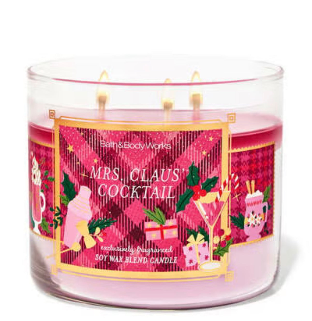 Vela de 3 Mechas Mrs. Claus Cocktail