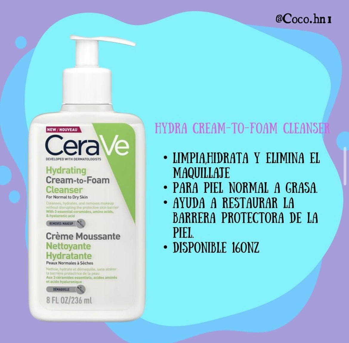 ✨Cerave Hydrating Cream-to-Foam Cleanser✨