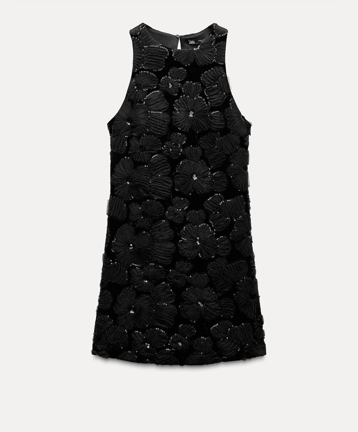 Vestido Negro Flor Lentejuelas