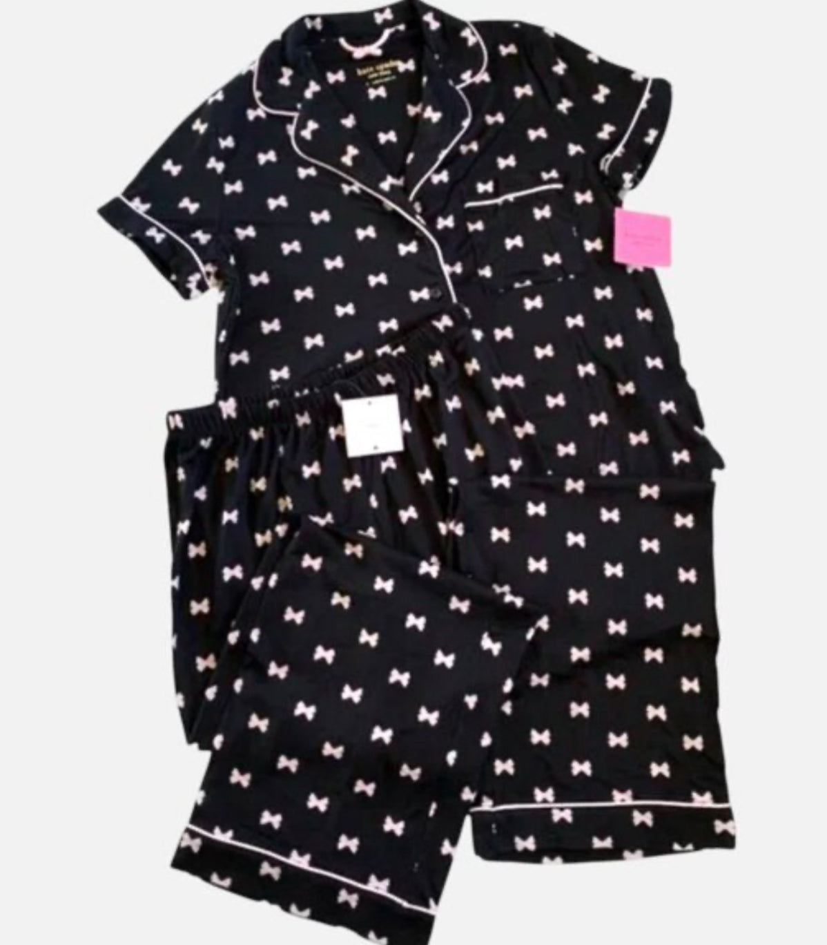 Pijama Color Negro con Lazos Rosados