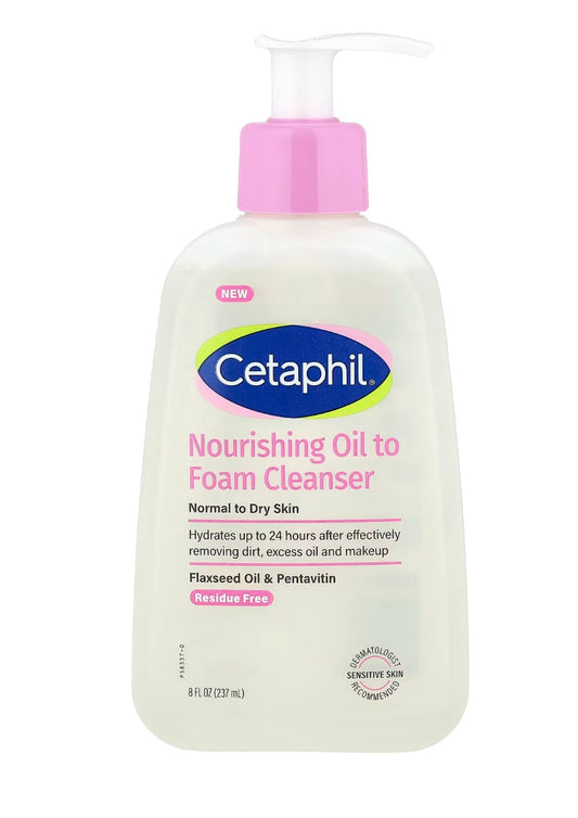 Cetaphil Nourishing Oil to Foam Cleanser Face Wash for Normal to Dry Skin