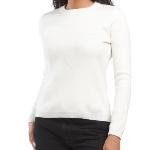 NICOLE MILLER Crew Neck Chenille Hearts Sweater And Wristlet Set