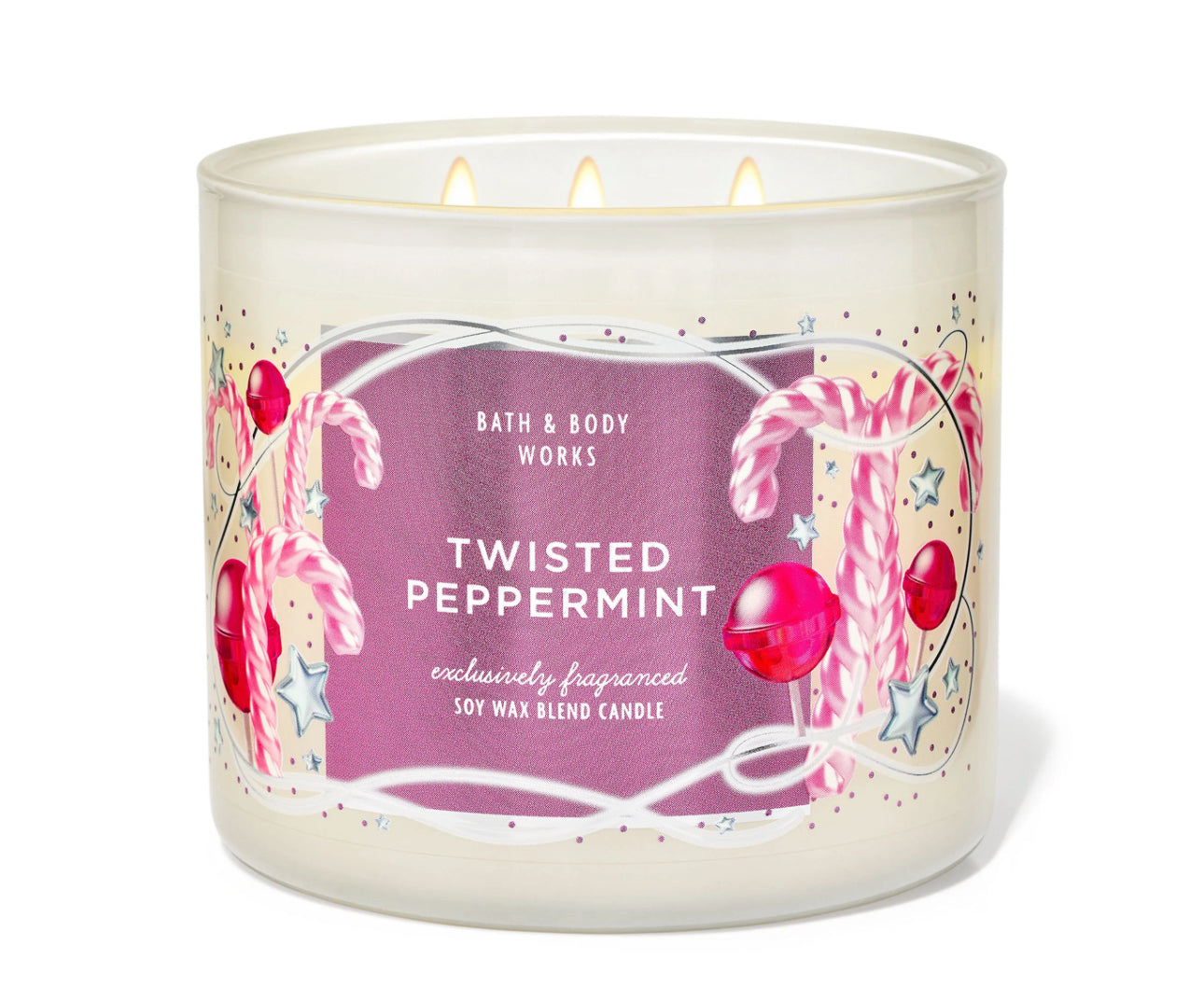 Bath and body works twisted peppermint vela 3 mechas