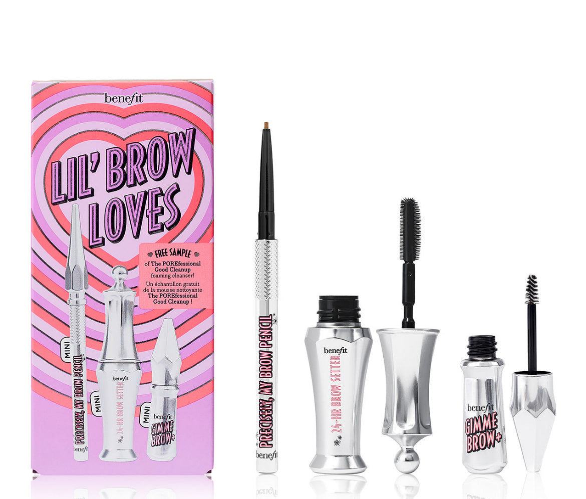 ✨Benefit ✨3-Pc. Lil' Brow Loves Mini Brow Pencil & Gel Value Set Neutral Medium Brown