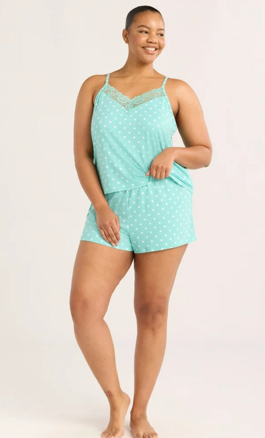 Pijama de Tirantes Verde Puntos Blancos