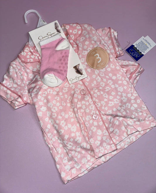Pijama de Short 3 Pcs Rosada