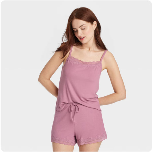 Pijama de Tirantes Color Rosa Viejo de Short