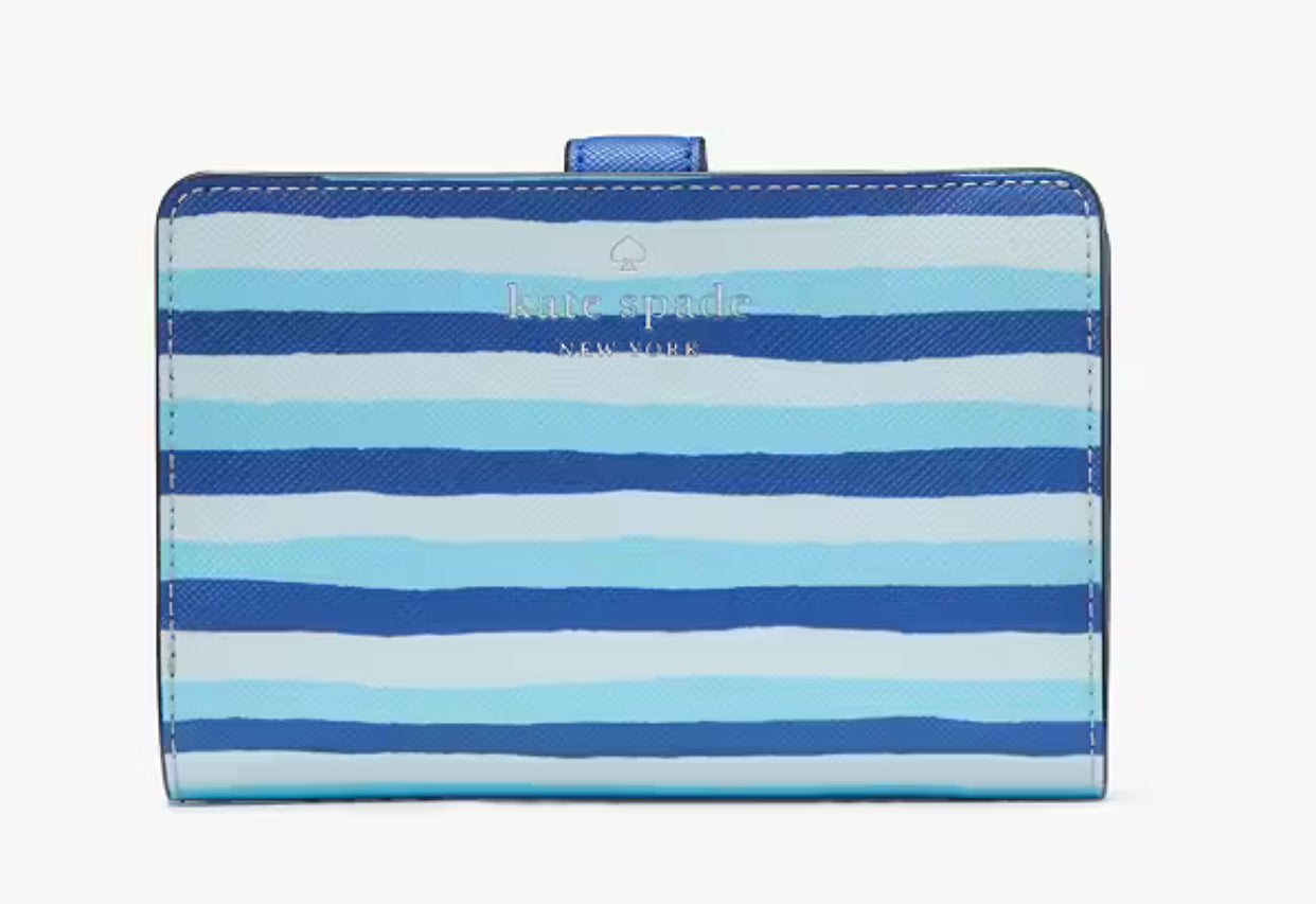 Kate Spade Schuyler Wave Stripe Medium Compact Bifold Wallet