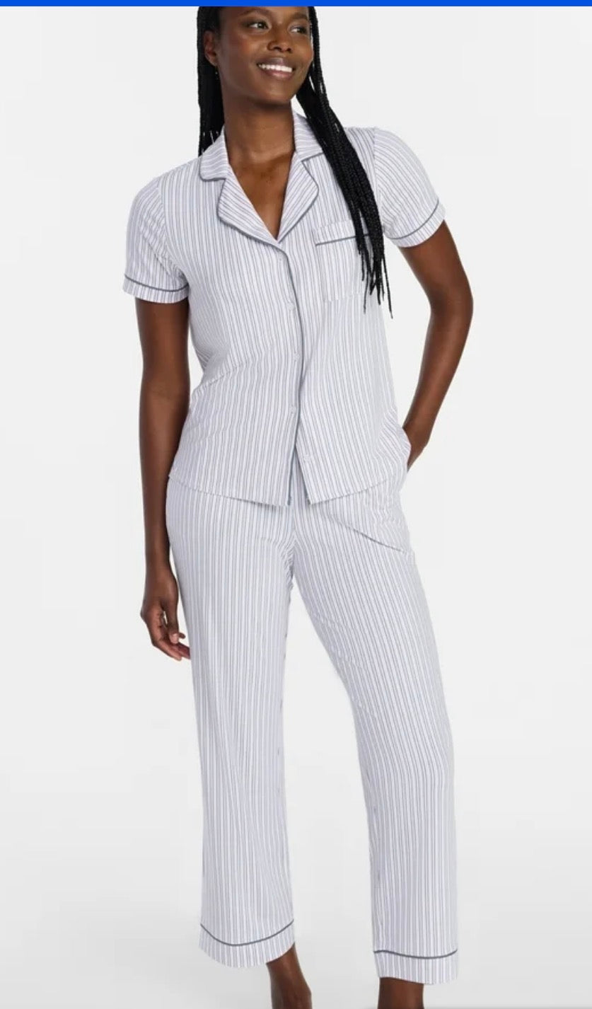 Pijama Rayada Rosado y Gris