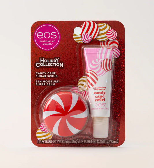 Eos candy cane sugar scrub & 24h moisture super balm