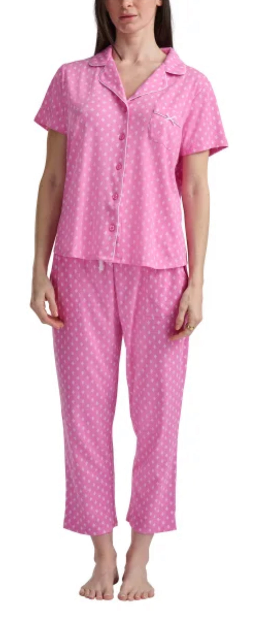 Pijama Rosada y Blanco