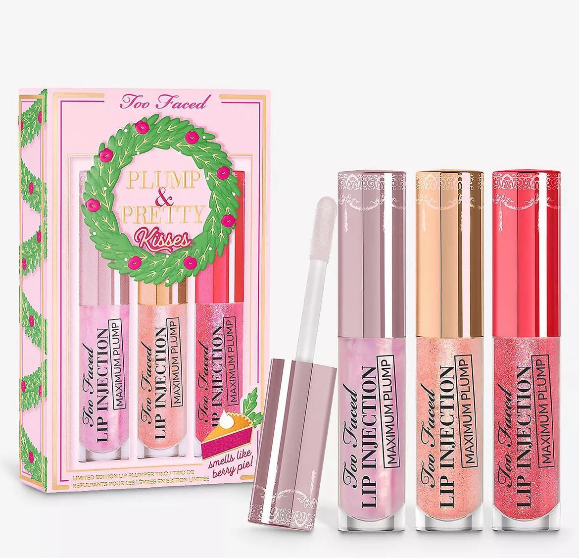 ✨Too Faced Plump&Pretty Kisses: Travel Size Lip Injection Maximum Plump Lip Plumper Gloss Trio Set✨