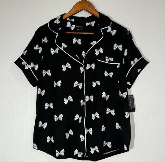 Pijama Negra de Lazos Blancos