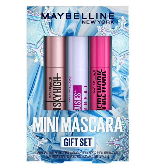 Maybelline Lash Sensational Mini Sky High, Surreal and Firework Very Black Washable Mascara Kit - 3pc