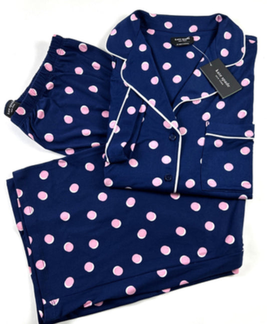 Pijama Azul con Pelotas Rosadas