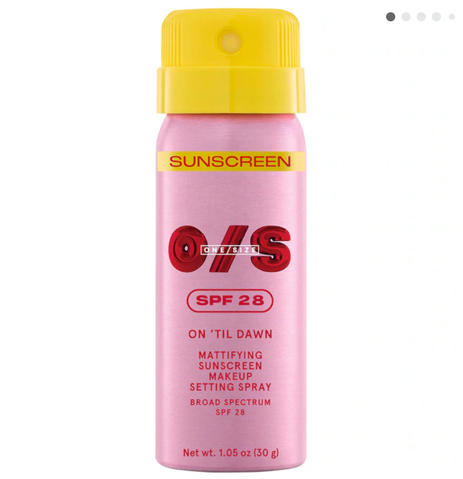 ONE/SIZE by Patrick Starrr 
On 'Til Dawn Mattifying Sunscreen Makeup Setting Spray SPF 28