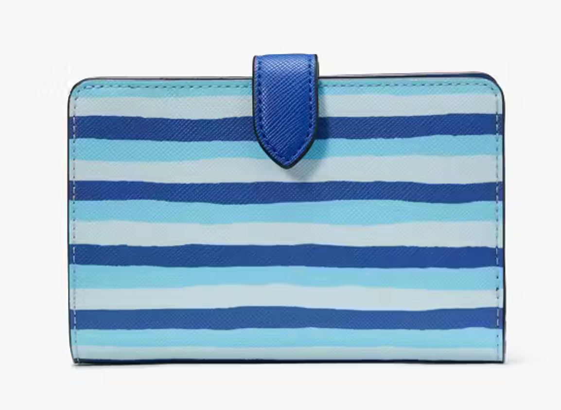 Kate Spade Schuyler Wave Stripe Medium Compact Bifold Wallet