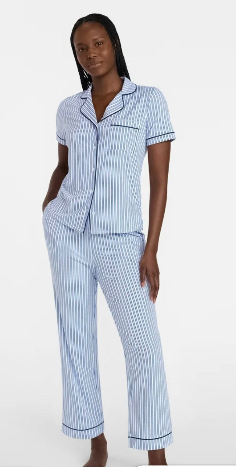 Pijama Rayada Tonos Azules