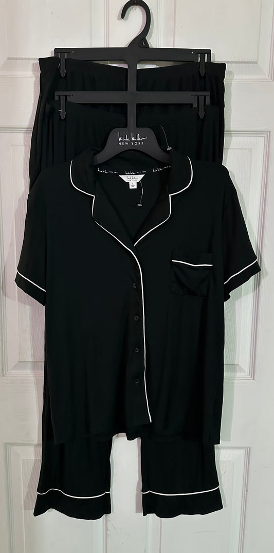 Pijama de 3 Piezas Negra con blanco