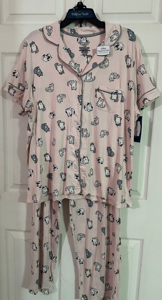 Pijama de 3 Piezas de Gatitos