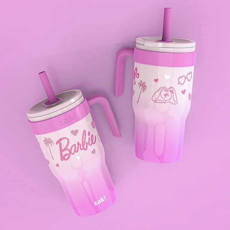 Vaso con pajilla para niñas Antiderrame Zak! 18oz Barbie