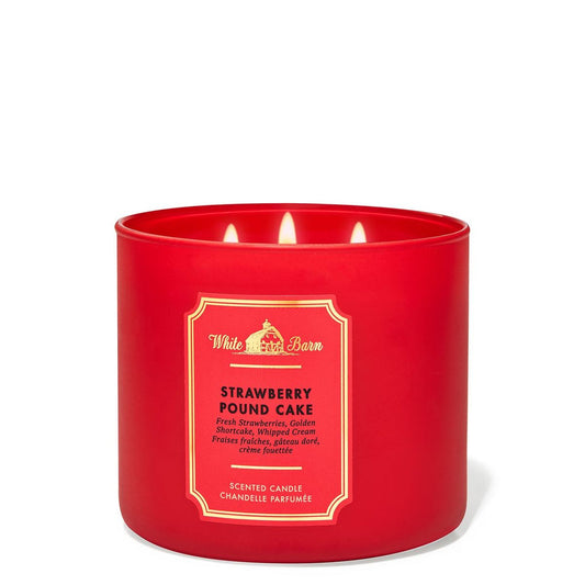 Vela de 3 Mechas Bath and Body Works Strawberry Pound Cake