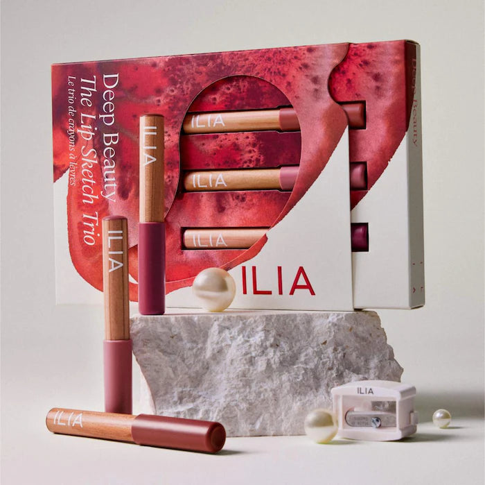 ILIA Mini Lip Sketch Trio - Long-Wear Lipstick + Lipliner Crayons