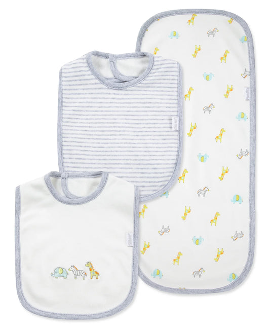 Bib&Burp Set Safari 🐢🩵🦒 Algodón Orgánico