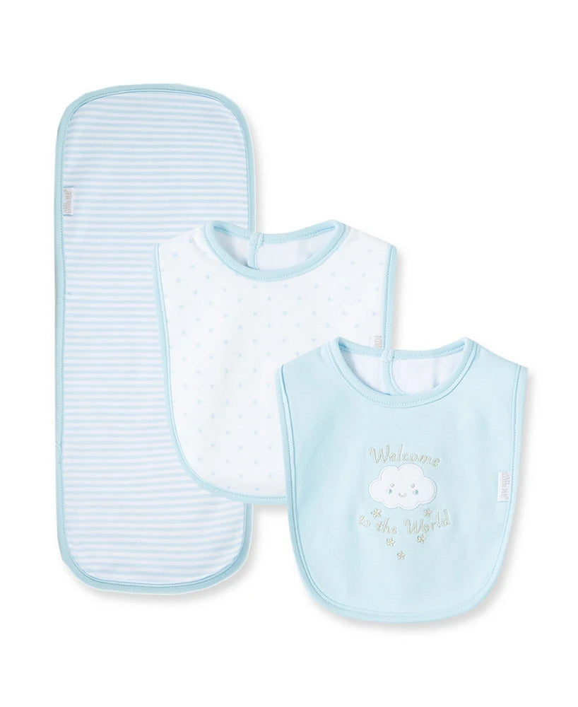 Bib&Burp Set Bienvenido al Mundo 🌍 🩵✨ algodón orgánico