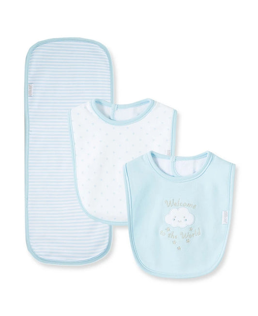 Bib&Burp Set Bienvenido al Mundo 🌍 🩵✨ algodón orgánico