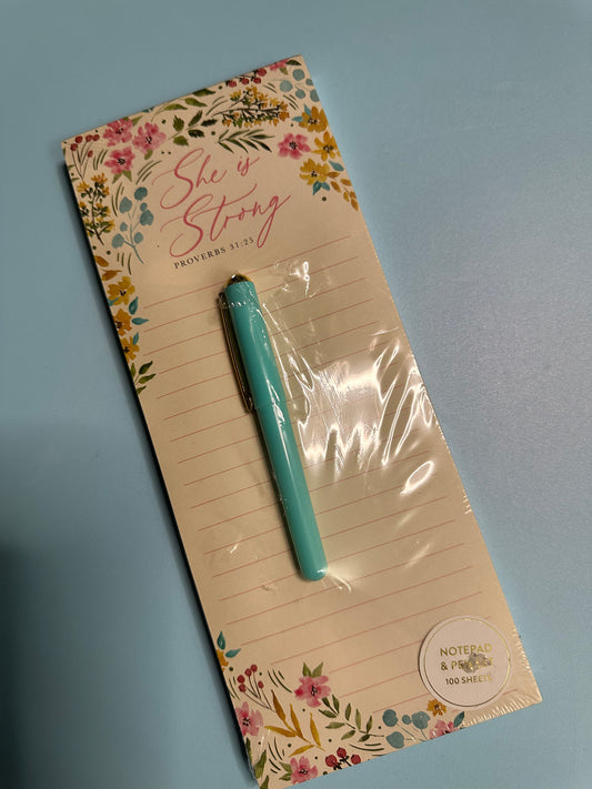 Notepad & Pen Flores