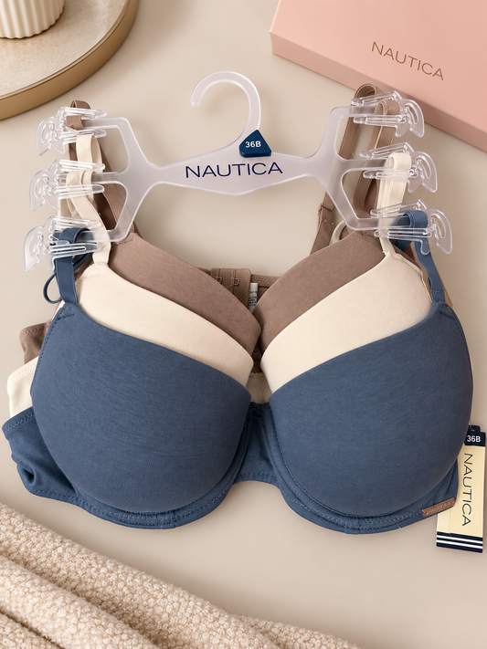 Bra 3pk Nautica Azul, cafe y beige