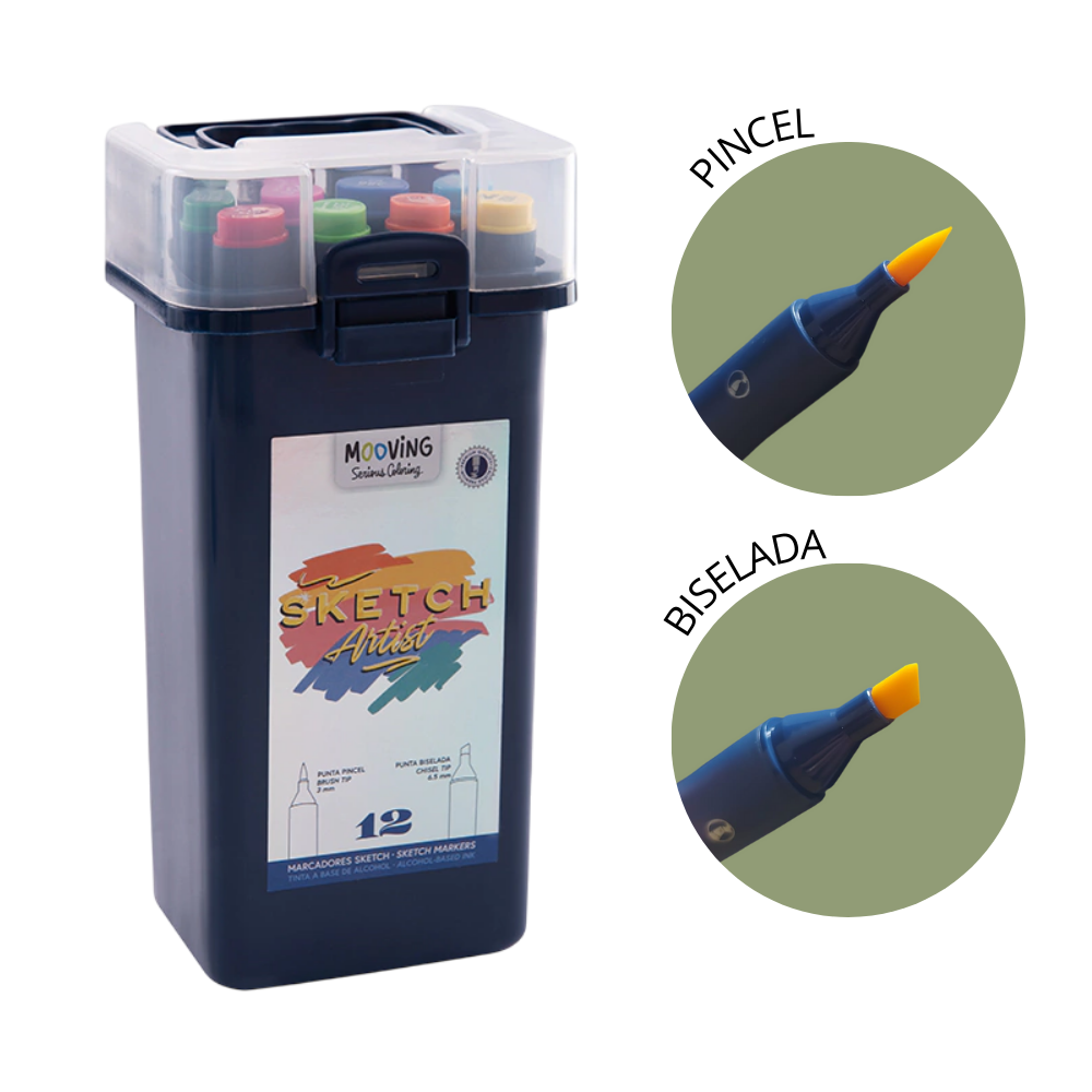 Mooving Sketch Artist Marcadores a Base de Alcohol 12pcs