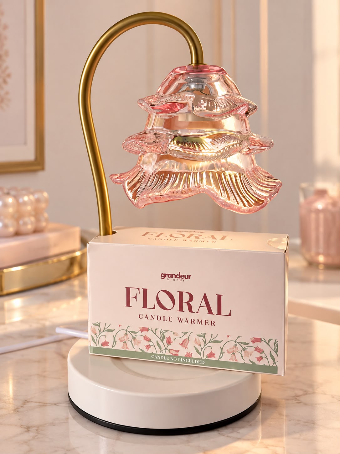 Lámpara Calentadora de Vela Flor Rosa