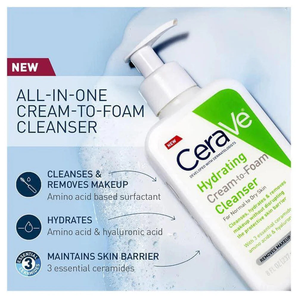 ✨Cerave Hydrating Cream-to-Foam Cleanser✨