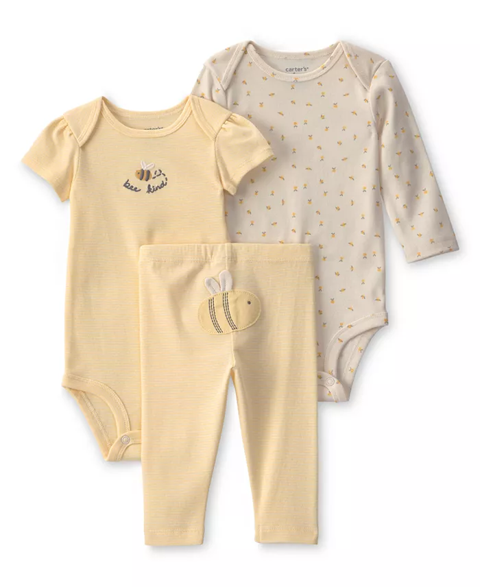Carter's Baby Girls' Crewneck Bodysuit and Pants, 3-Piece Set