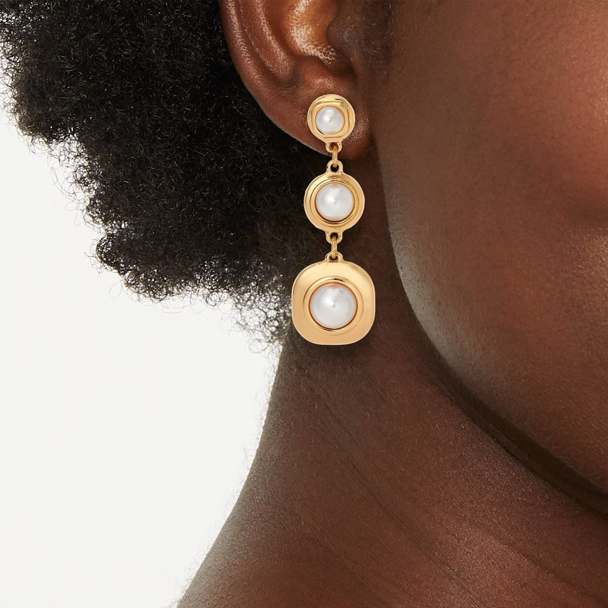 Triple Pearl Drop Earrings - A New Day™ Gold/Pearl