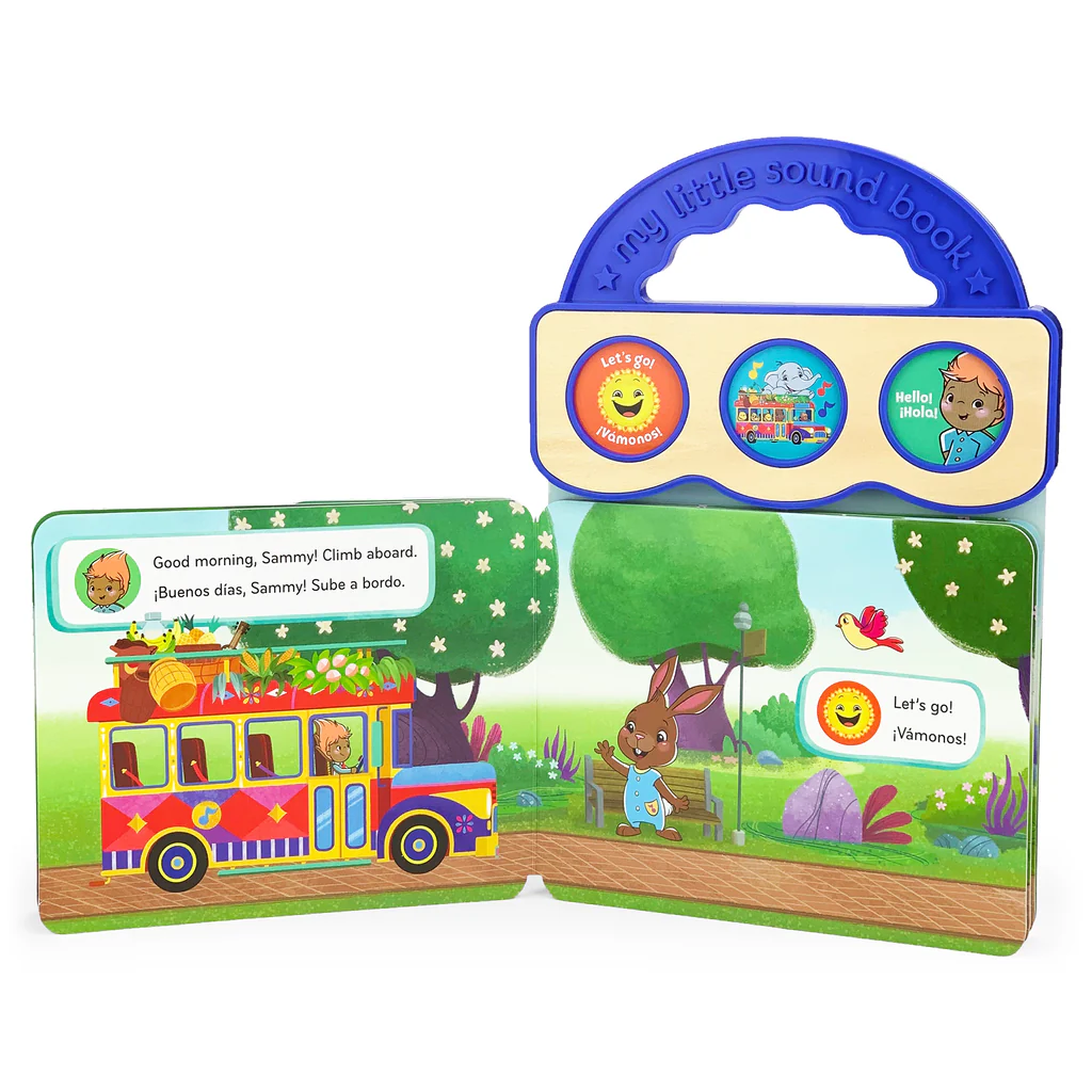 Canticos The Wheels on the Bus/ Las Ruedas del Autobús -Bilingual / Bilingüe 3-Button Sound Board Book for Babies and Toddlers