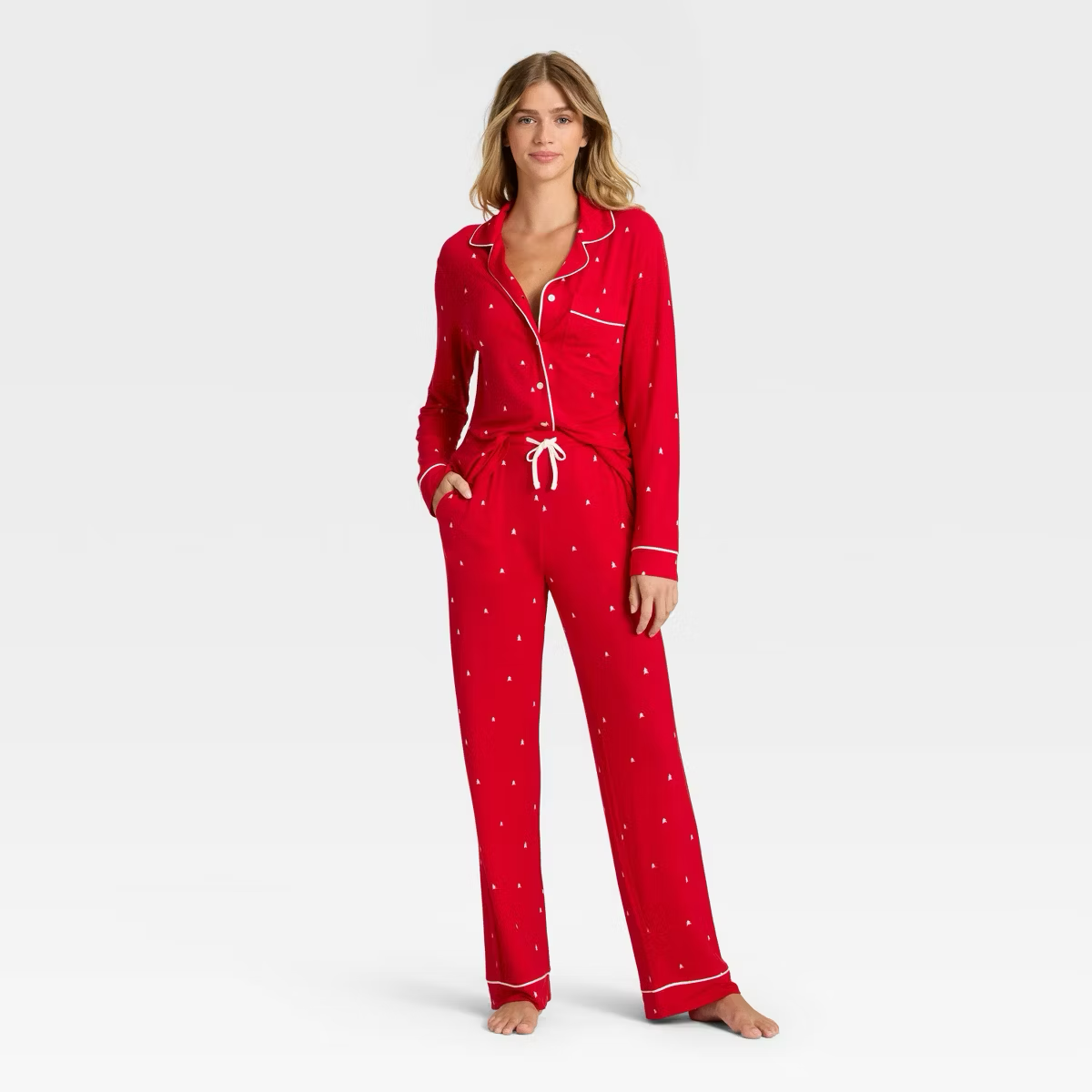Pijama Roja con Arbolitos